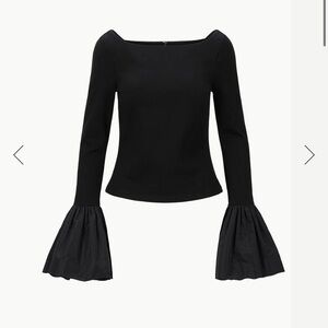 STAUD Paige Bell-Sleeve Bateau Top Black